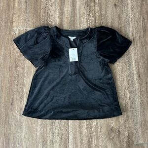 Crown & Ivy Black Velvet Top